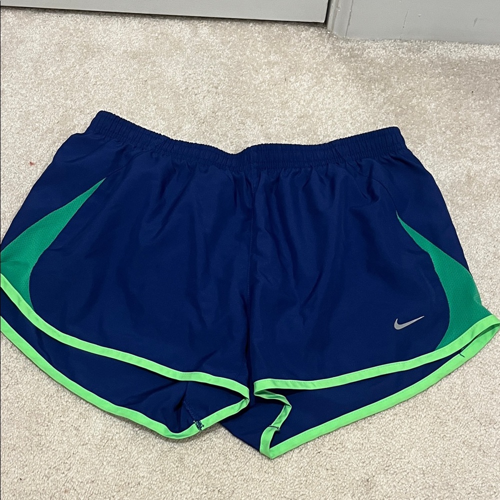 Nike Women's Athletic Shorts in Navy and Lime